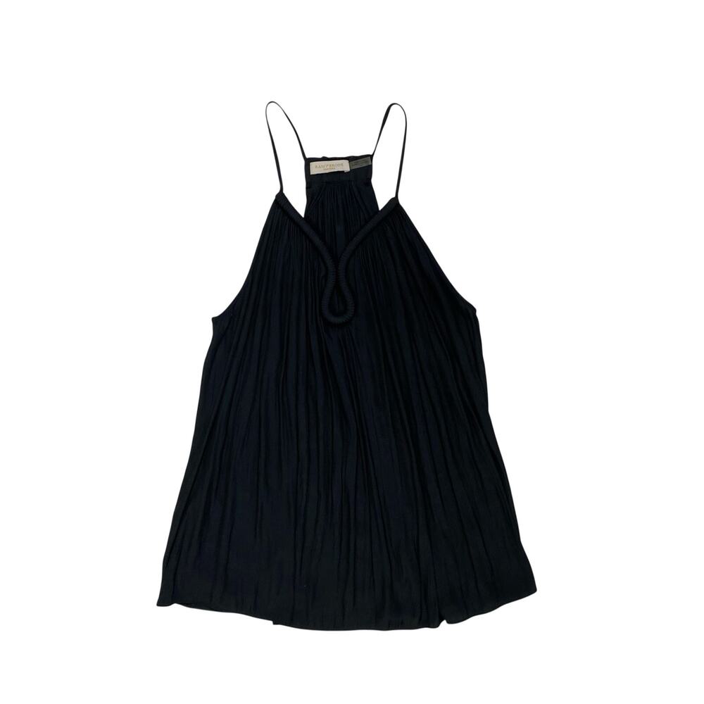 Ramy Brook Black Pleated Racerback Top